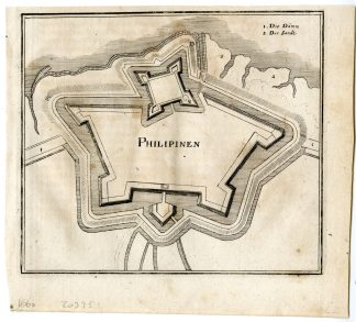 Antique Map-PHILIPPINE-ZEELAND-FORTIFICATION-PLAN-NETHERLANDS-Merian-1660
