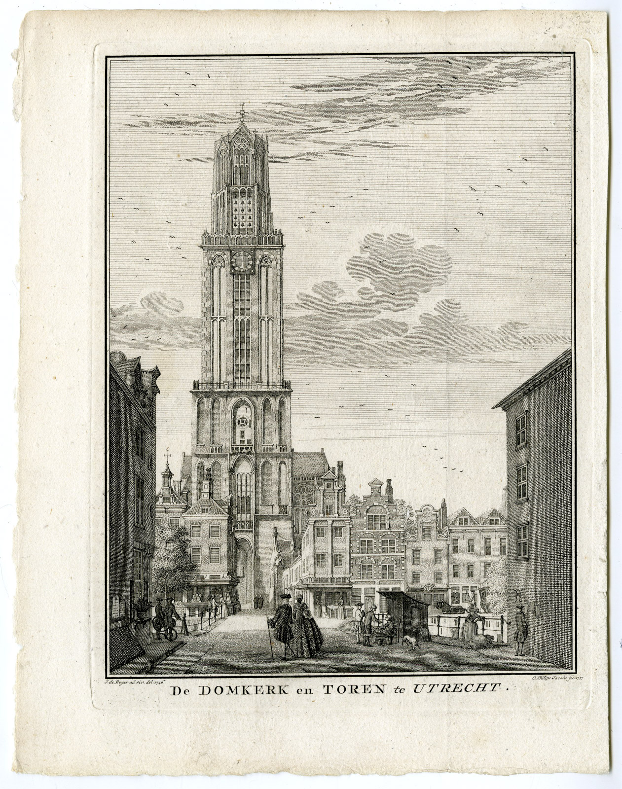 , Antique Print-UTRECHT-CATHEDRAL-DOMKERK-NETHERLANDS-Philips-de Beyer-1746, Pictura Antique Prints