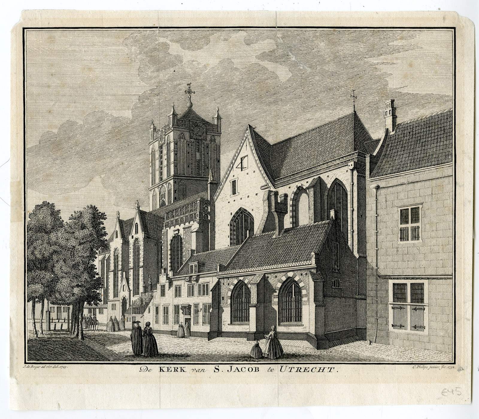 Pco 27287 416x363 Antique Print-UTRECHT-SINT JACOBIKERK-ST. JAMES CHURCH-Philips-de Beyer-1745
