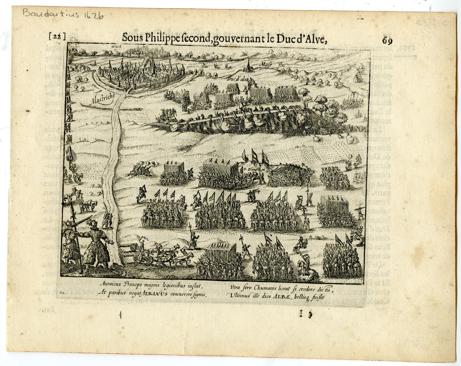 , Antique Print-MAASTRICHT-BATTLE-WAR-DOUSBERG-NETHERLANDS-Baudartius-1616, Pictura Antique Prints