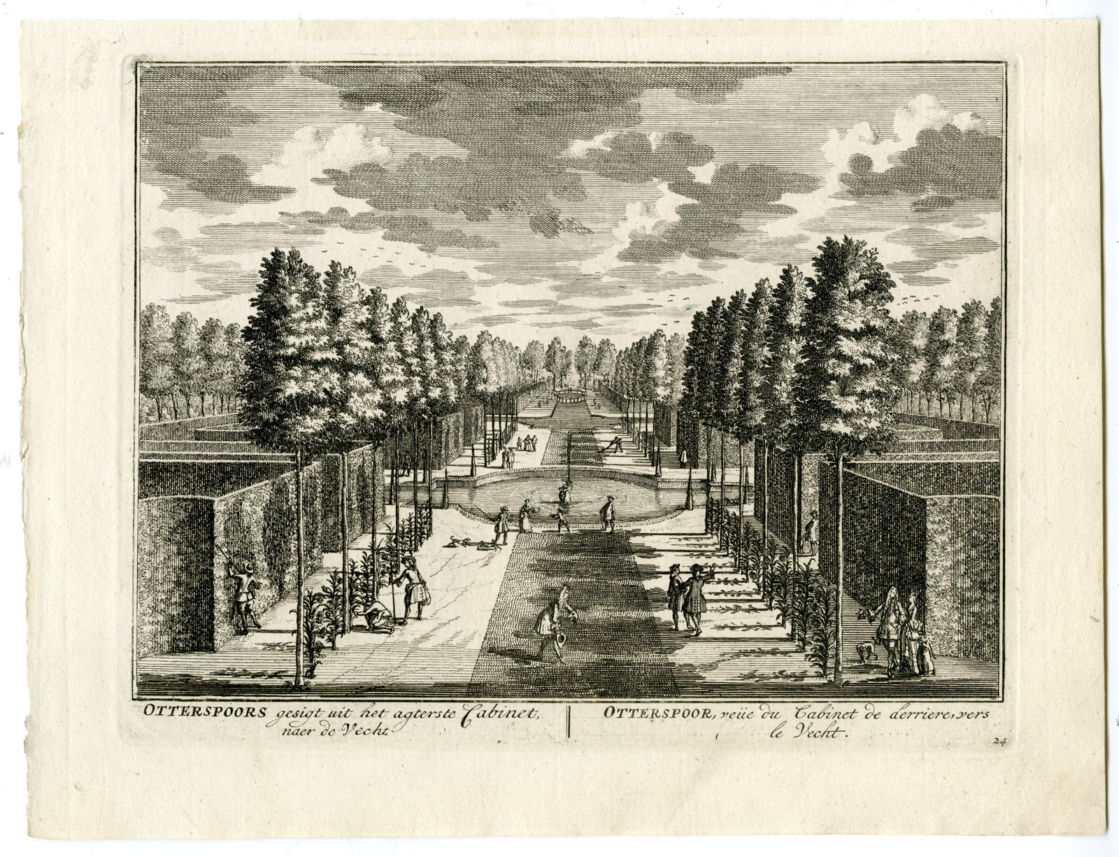 , Antique Print-ESTATE-GARDEN-OTTERSPOOR-MAARSSEN-NETHERLANDS-Stoopendaal-1719, Pictura Antique Prints