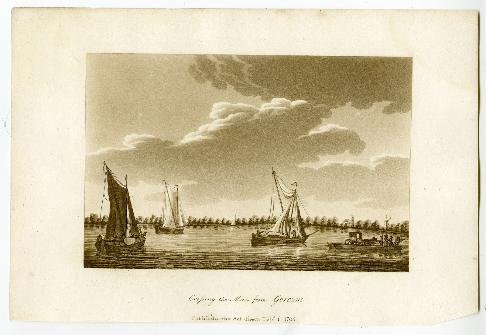 , Antique Print-GORINCHEM-MAAS-SHIPS-NETHERLANDS-Ireland-1792, Pictura Antique Prints