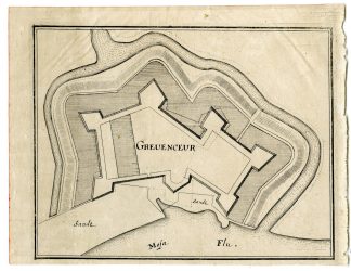 Antique Map-FORT CREVECOEUR-FORTRESS-GREVENCEUR-NETHERLANDS-Merian-1660