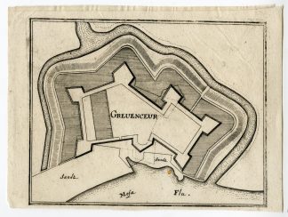 Antique Map-FORT CREVECOEUR-FORTRESS-GREVENCEUR-NETHERLANDS-Merian-1660