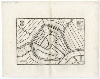 Antique Map-GOUDA-PLAN-NETHERLANDS-Merian-1660
