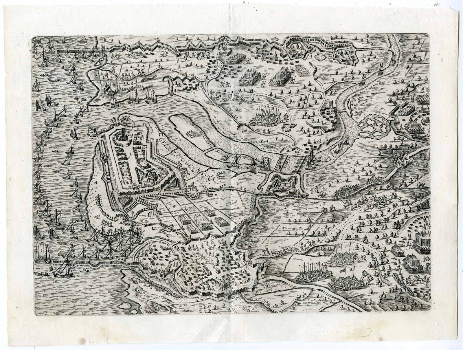 , Antique Map-GEERTRUIDENBERG-SIEGE-BATTLE-NETHERLANDS-Dolendo-Orlers-1615, Pictura Antique Prints