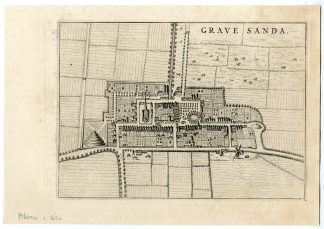Antique Map-S GRAVENZANDE-VIEW-ZUID HOLLAND-NETHERLANDS-Blaeu-1649