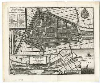 Antique Map-EDAM-PLAN-NOORD HOLLAND-NETHERLANDS-Tirion-1748