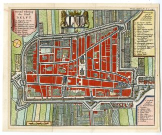 Antique Map-DELFT-ZUID HOLLAND-PLAN-NETHERLANDS-Tirion-1742