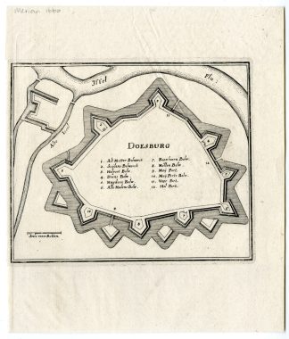 Antique Print-DOESBURG-GELDERLAND-PLAN-NETHERLANDS-Merian-1660
