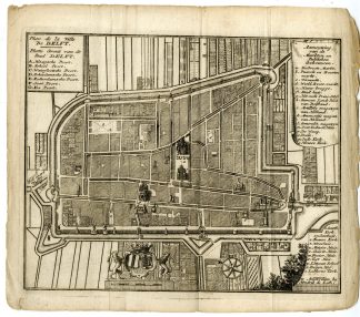 Antique Map-DELFT-ZUID HOLLAND-PLAN-NETHERLANDS-de Leth-1740