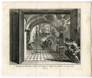 Antique Print-WILLIAM OF ORANGE-ASSASSINATION-GERARDS-DELFT-Fokke-Tirion-1752