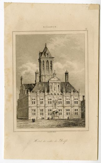 Antique Print-HOTEL DE VILLE-CITY HALL-DELFT-NETHERLANDS-Lemaitre-c. 1840