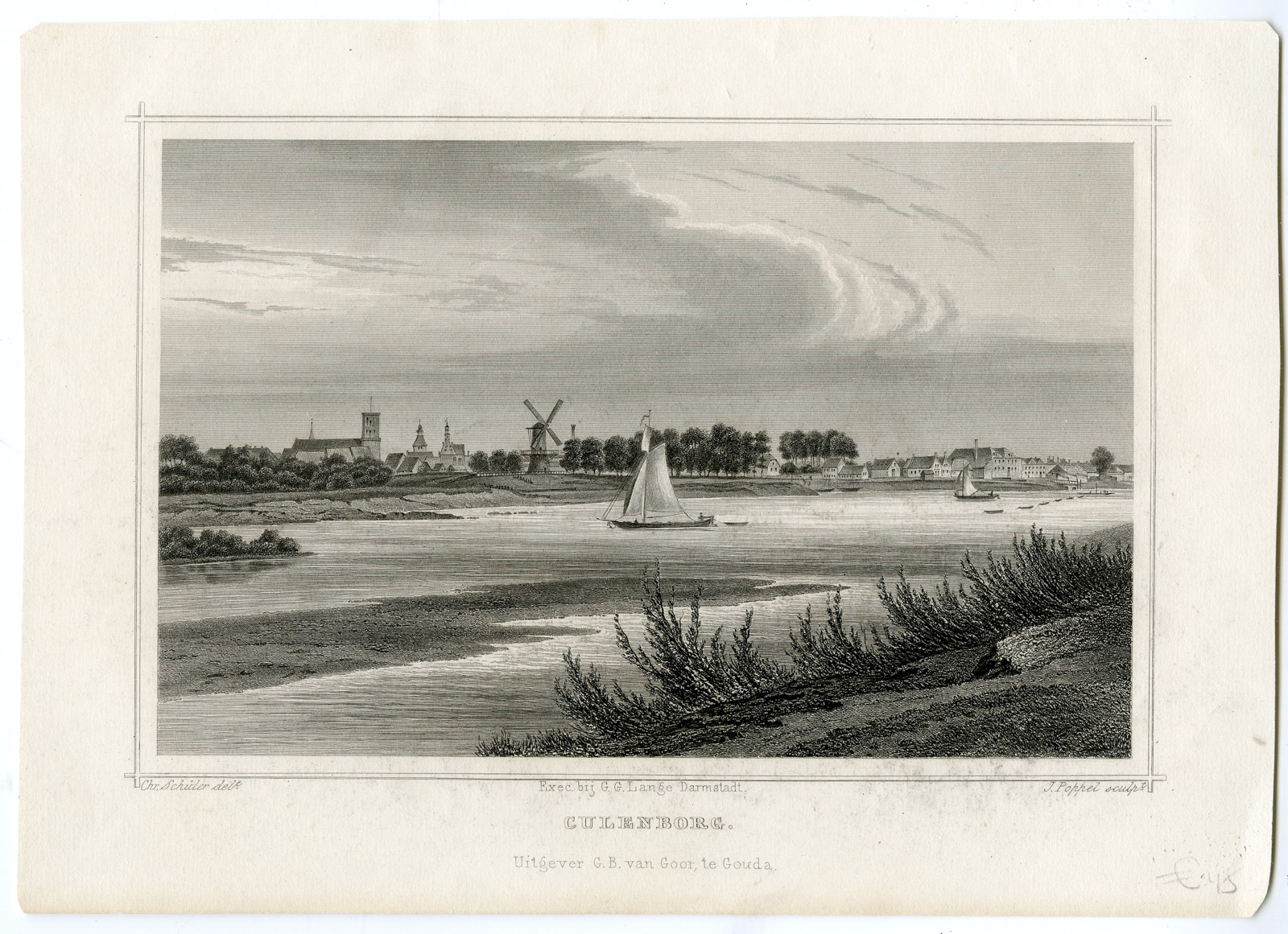 Pco 27376 416x302 Antique Print-CULEMBORG-GELDERLAND-VIEW-NETHERLANDS-Poppel-Terwen-c. 1858