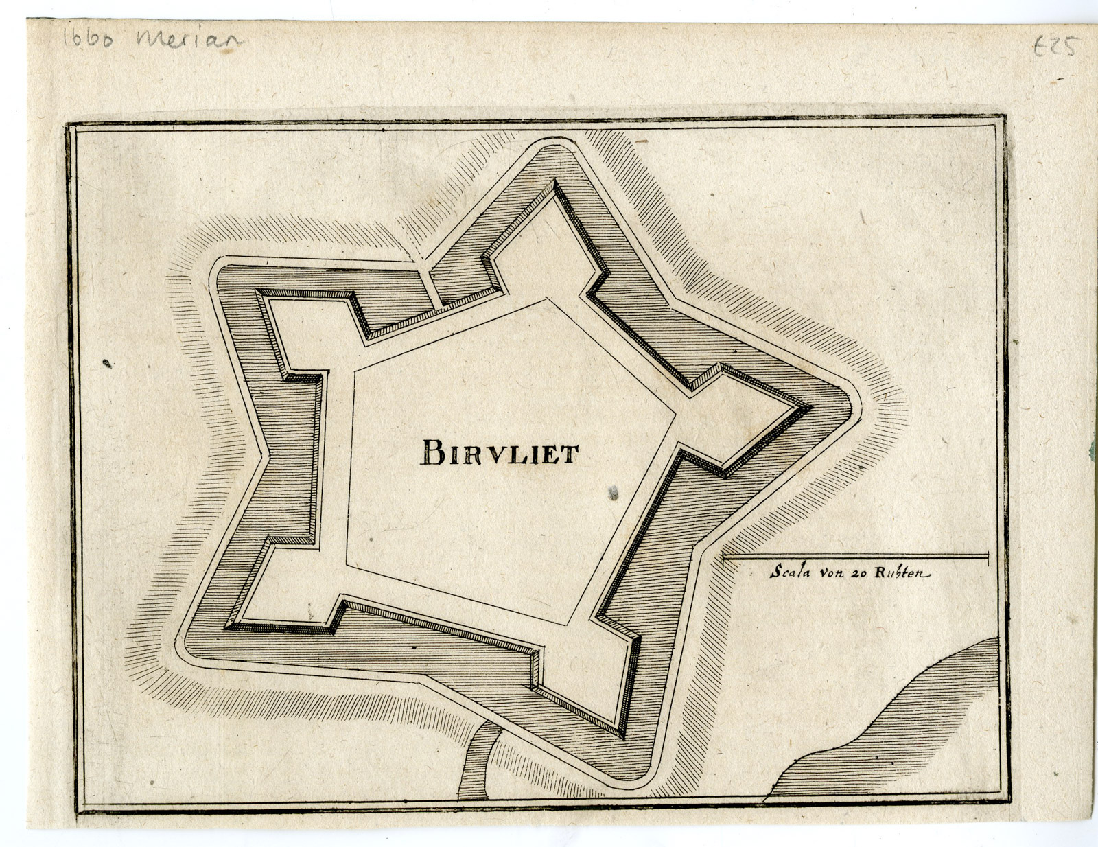 , Antique Print-BREEVOORT-BREDEVOORT-FORTIFICATION-NETHERLANDS-Merian-1660, Pictura Antique Prints