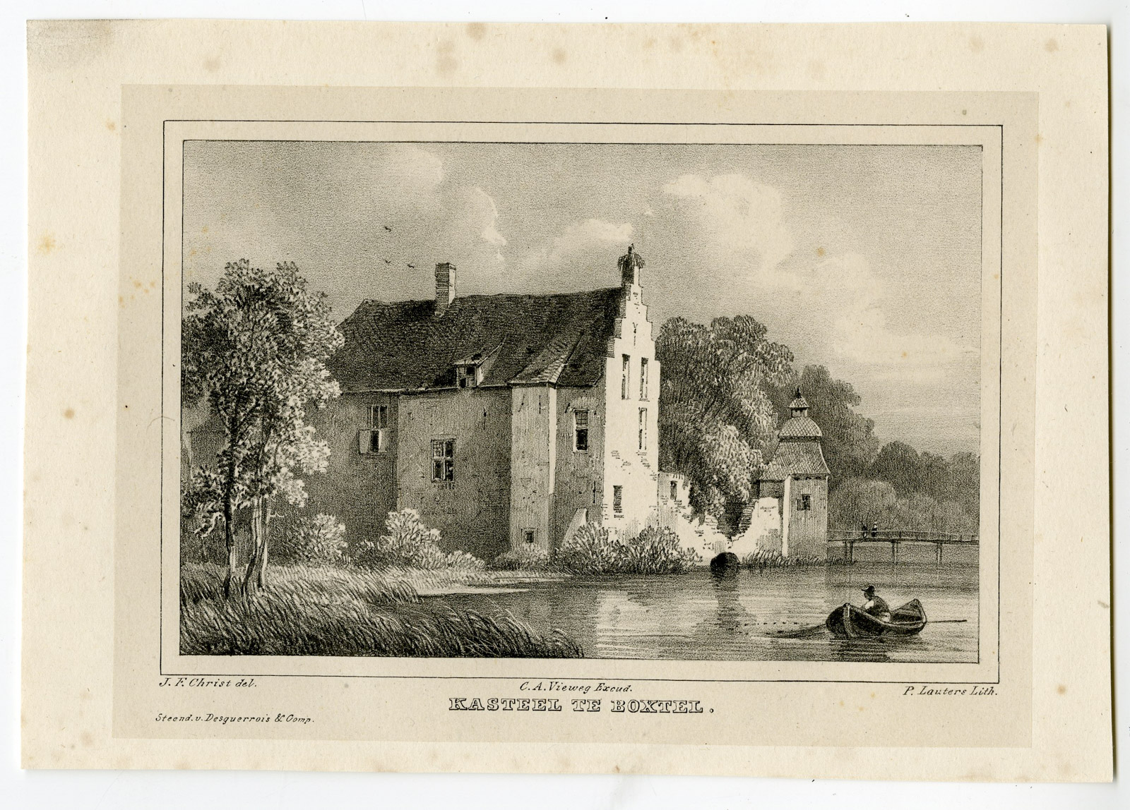 , Antique Print-CASTLE-BOXTEL-BRABANT-NETHERLANDS-Lauters-Christ-c. 1840, Pictura Antique Prints