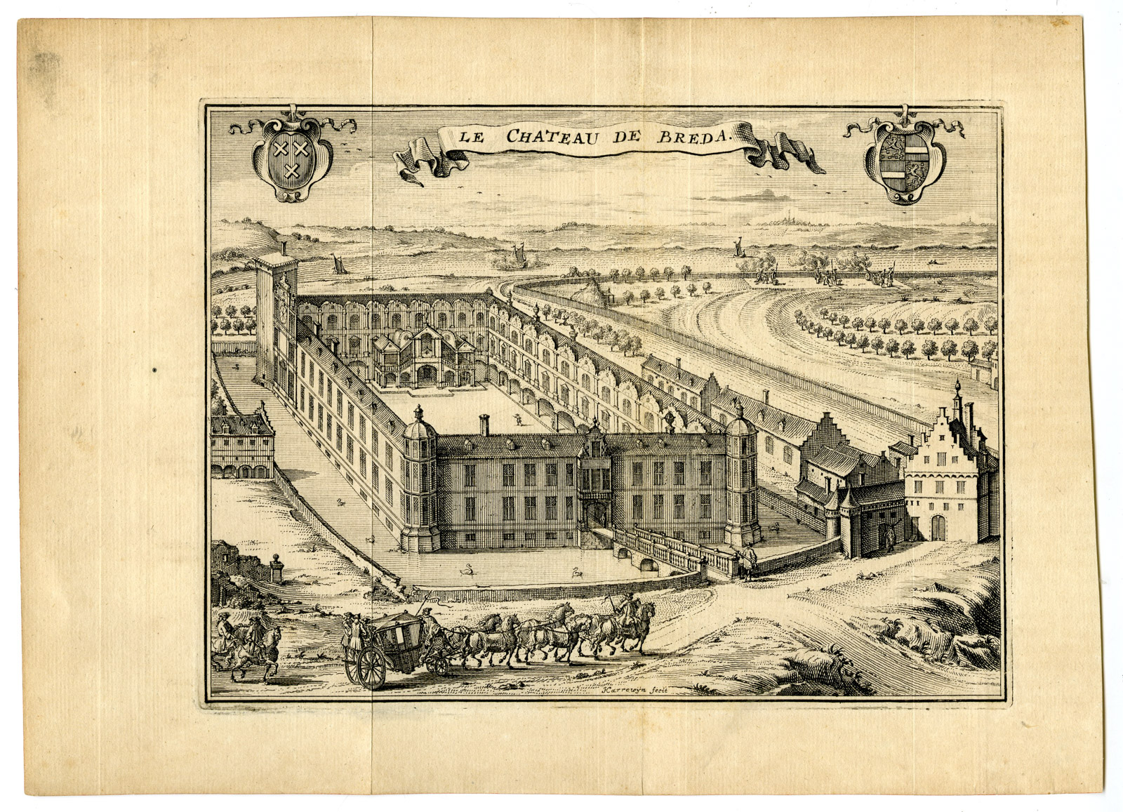 , Antique Print-BREDA-CASTLE-CHATEAU-NETHERLANDS-Harrewijn-1720, Pictura Antique Prints
