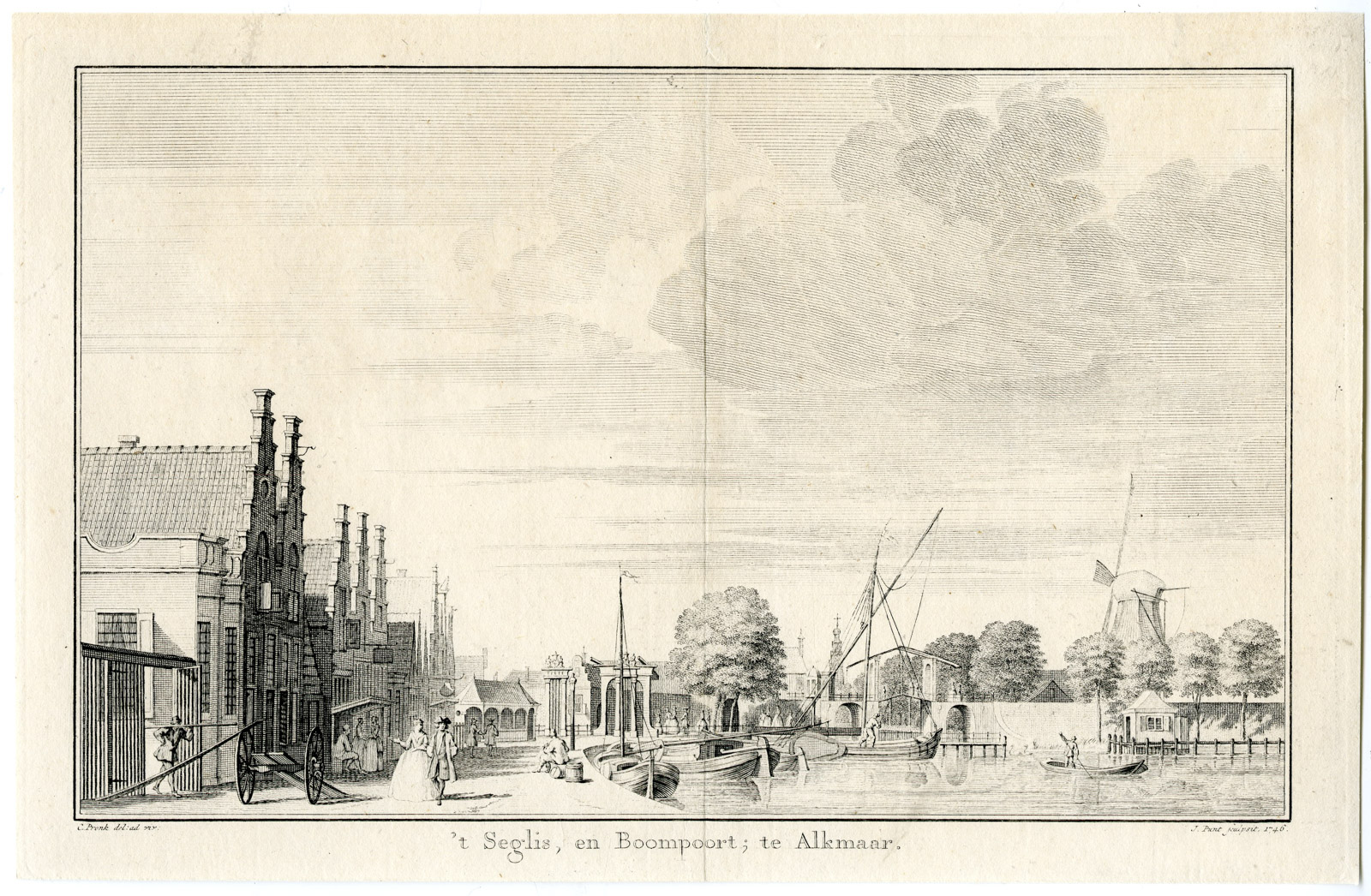 , Antique Print-BOOMPOORT-ZEGLIS-ALKMAAR-NOORD HOLLAND-NETHERLANDS-Punt-Pronk-1746, Pictura Antique Prints