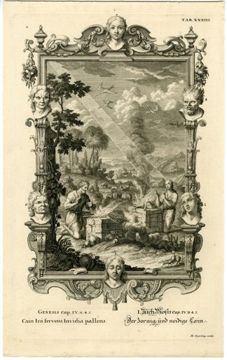 Antique Print-OLD TESTAMENT-GENESIS-CAIN-ABEL-OFFERINGS-Sperling-Scheuchzer-1731