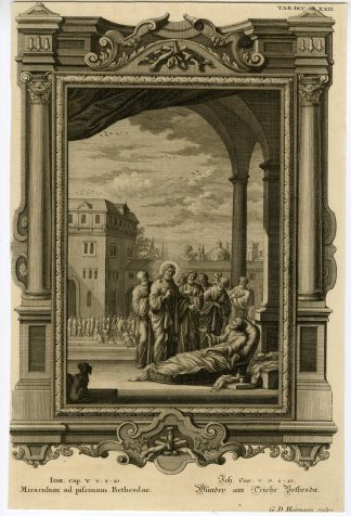 Antique Print-NEW TESTAMENT-BETHESDA POOL-JESUS HEALING THE SICK-Scheuchzer-1731