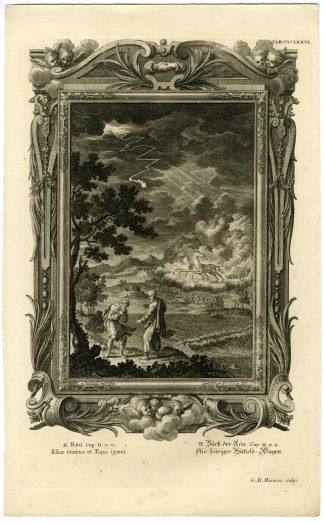 Antique Print-OLD TESTAMENT-ELIJAH AND THE CHARIOT OF FIRE-Scheuchzer-1731