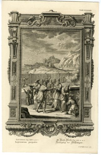 Antique Print-OLD TESTAMENT-CLEANSING THE SICK-CEREMONY-PRIEST-Scheuchzer-1731