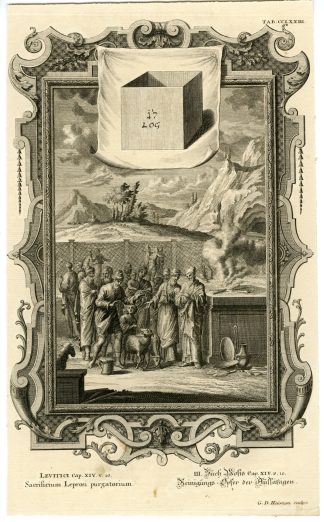 Antique Print-OLD TESTAMENT-HEALING THE SICK-SACRIFICE-LAMB-Scheuchzer-1731
