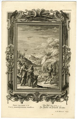 Antique Print-OLD TESTAMENT-THE EYE THAT MOCKS A FATHER-Heumann-Scheuchzer-1731