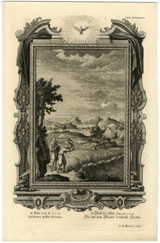 Antique Print-OLD TESTAMENT-ELIJAH DIVIDES THE RIVER JORDAN-Scheuchzer-1731
