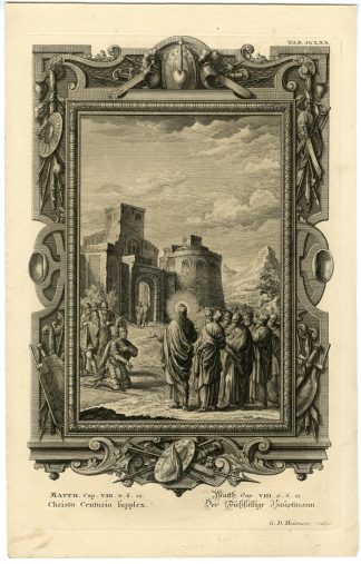 Antique Print-NEW TESTAMENT-JESUS-HEALING-SERVANT-CENTURION-Scheuchzer-1731