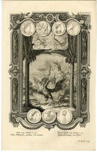 Antique Print-OLD TESTAMENT-JOB-PHOENIX-FLAMES-NEST-Tyroff-Scheuchzer-1731