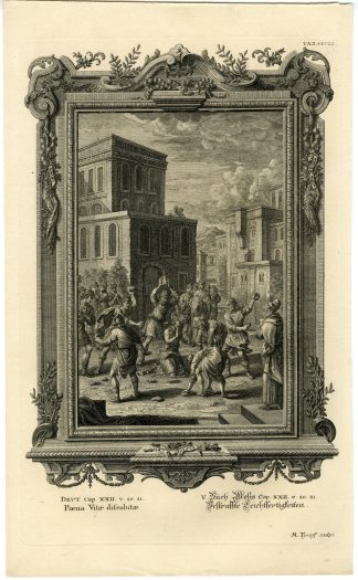 Antique Print-OLD TESTAMENT-STONING OF A PROMISCUOUS WOMAN-Scheuchzer-1731