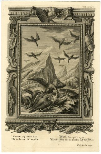 Antique Print-NEW TESTAMENT-CARCASS-DEER-VULTURES GATHER-Harder-Scheuchzer-1731