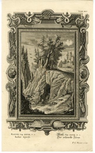 Antique Print-NEW TESTAMENT-JESUS-JUDAS HANGED HIMSELF-Harder-Scheuchzer-1731