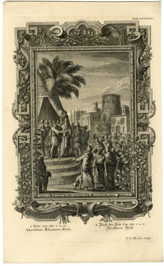 Antique Print-OLD TESTAMENT-ISRAELITES REBEL-KING REHOBOAM-Scheuchzer-1731