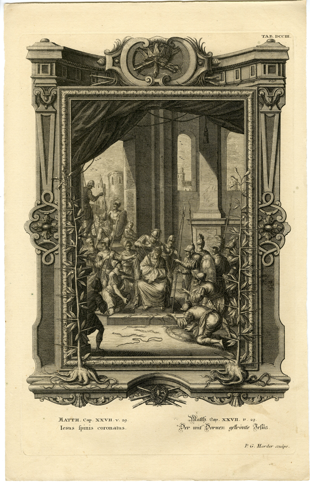 , Antique Print-NEW TESTAMENT-JESUS-CROWN OF THORNS-Harder-Scheuchzer-1731, Pictura Antique Prints