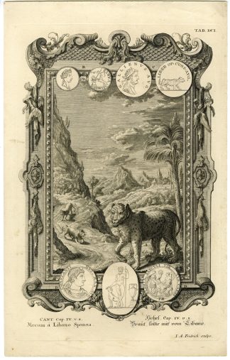 Antique Print-OLD TESTAMENT-SOLOMON-LIBANUS-LEOPARDS-LIONS-Scheuchzer-1731