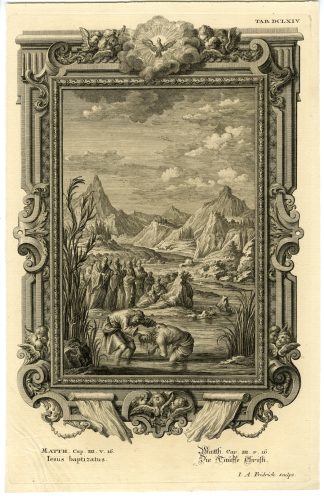 Antique Print-NEW TESTAMENT-JESUS-BAPTIZED BY JOHN THE BAPTIST-Scheuchzer-1731