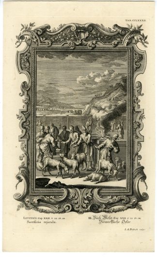 Antique Print-OLD TESTAMENT-LEVITICUS-OFFERING ANIMALS TO GOD-Scheuchzer-1731