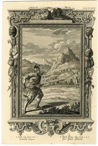 Antique Print-OLD TESTAMENT-I SAMUEL-GOLIATH THE GIANT-BIBLE-Scheuchzer-1731