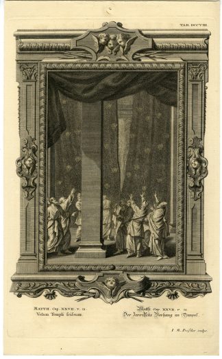 Antique Print-NEW TESTAMENT-MATTHEW-TEMPLE-EARTHQUAKE-Preissler-Scheuchzer-1731