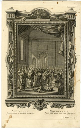Antique Print-NEW TESTAMENT-MARK-JESUS-DEMON POSSESSED-Pfeffel-Scheuchzer-1731