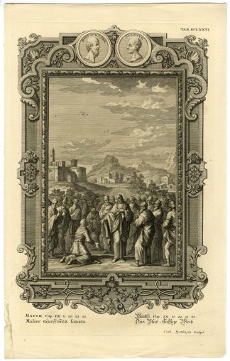Antique Print-NEW TESTAMENT-JESUS HEALS A SICK WOMAN-Sperling-Scheuchzer-1731