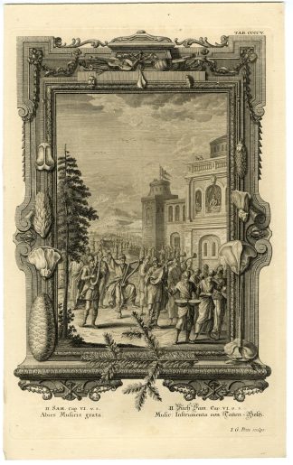 Antique Print-OLD TESTAMENT-DAVID-CELEBRATION-MUSIC-INSTRUMENTS-Scheuchzer-1731