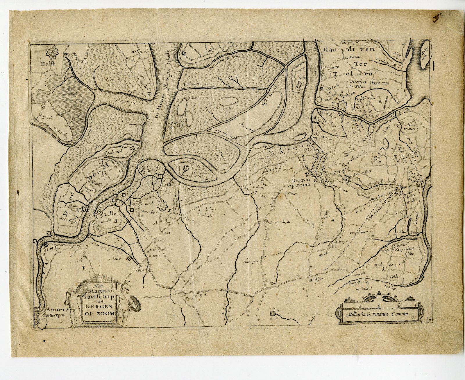 , Rare-Antique Map-BERGEN OP ZOOM-NETHERLANDS-BRABANT-Colom-c. 1635, Pictura Antique Prints