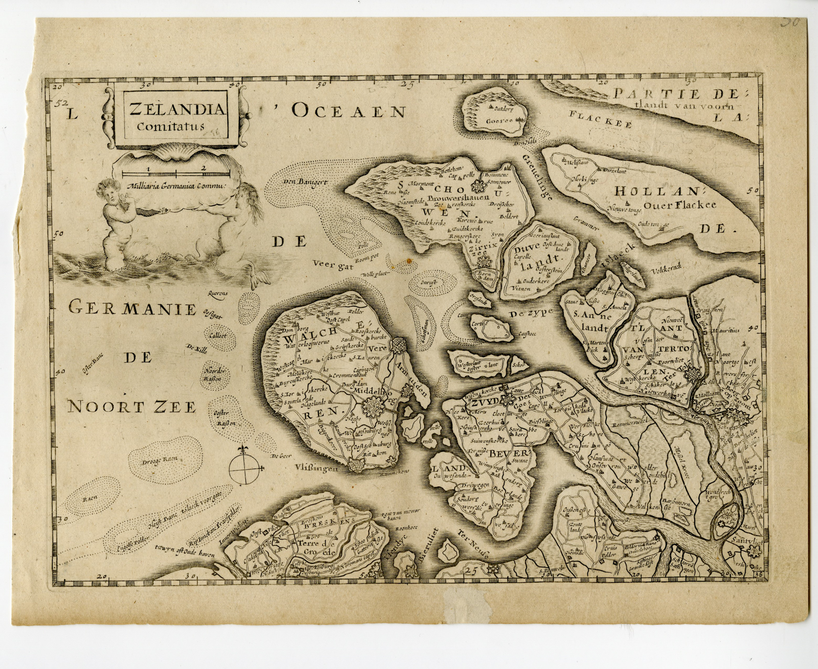 , Rare-Antique Map-ZEELAND-ZELANDIA COMITATUS-NETHERLANDS-Colom-c. 1635, Pictura Antique Prints