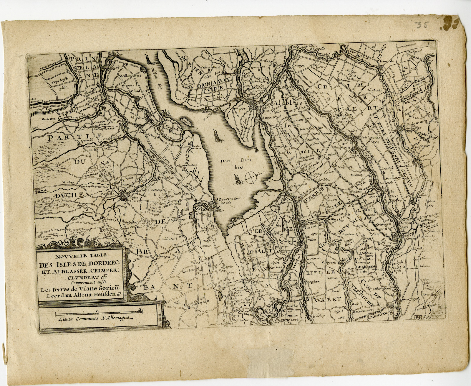 , Rare-Antique Map-DORDRECHT-ZUID HOLLAND-GOUDA-NETHERLANDS-Colom-c. 1635, Pictura Antique Prints