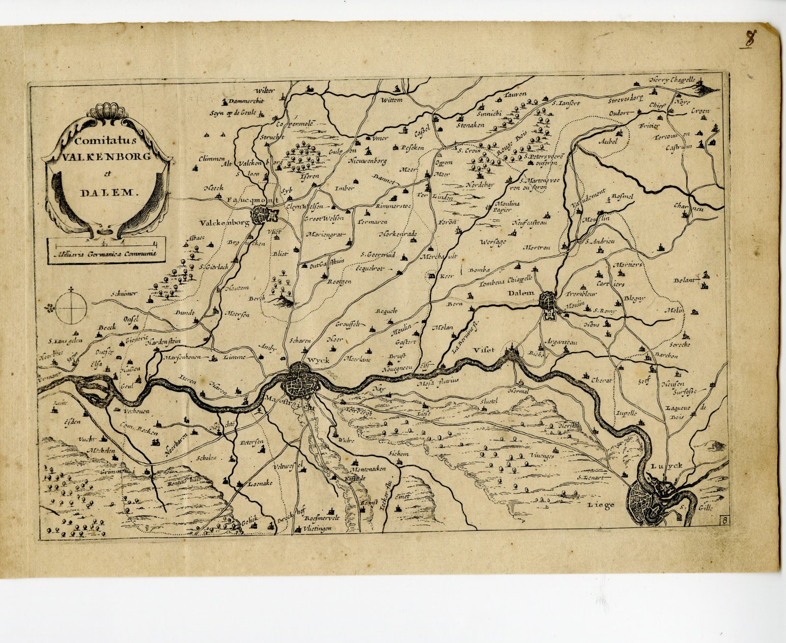, Rare-Antique Map-LIMBURG-BELGIUM-MAASTRCIHT-VALKENBURG-NETHERLANDS-Colom-c. 1635, Pictura Antique Prints