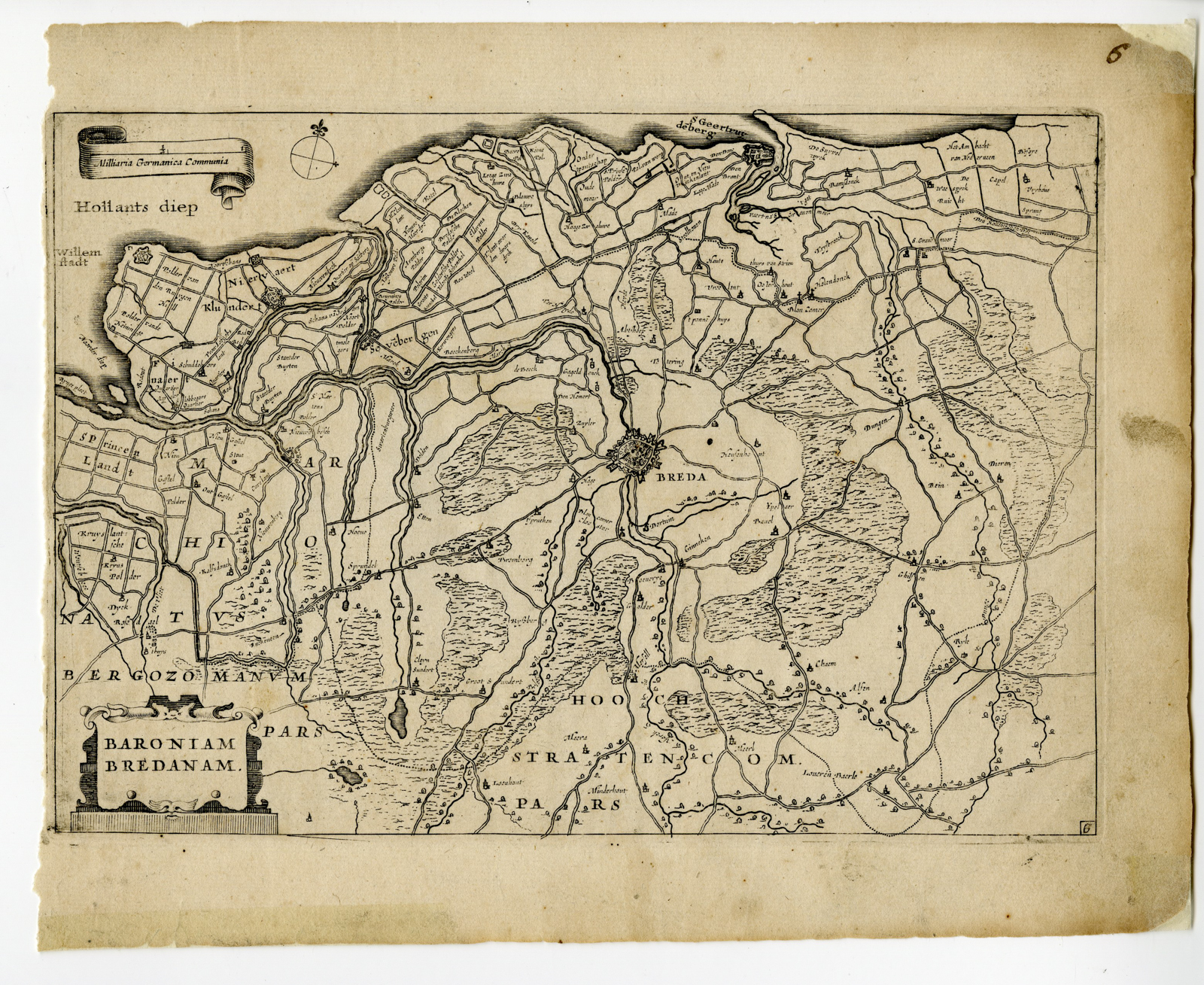 , Rare-Antique Map-BARONY OF BREDA-BRABANT-NETHERLANDS-Colom-c. 1635, Pictura Antique Prints
