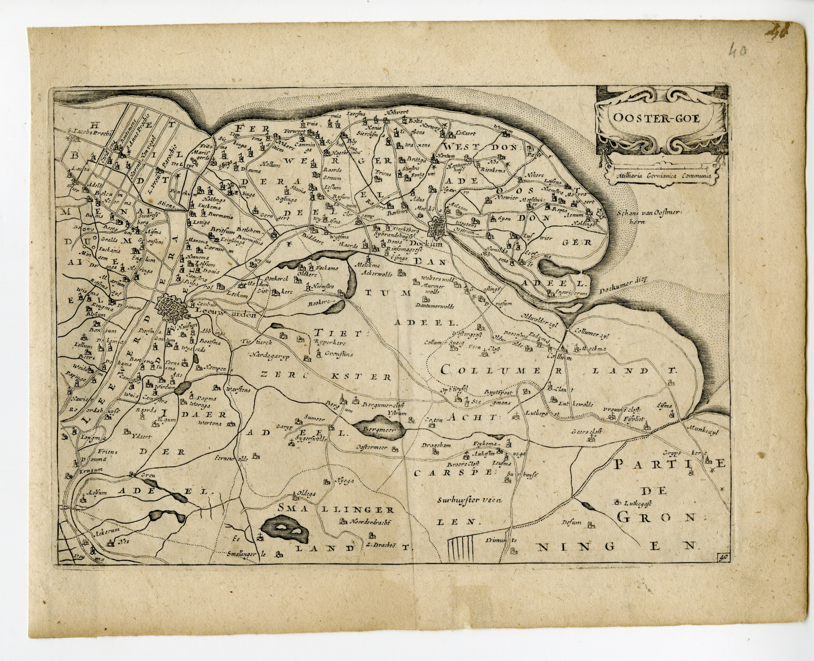 , Rare-Antique Map-OOSTERGO-FRIESLAND-NETHERLANDS-Colom-c. 1635, Pictura Antique Prints
